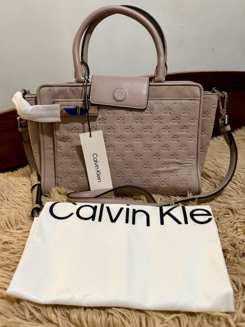 Calvin Klein Blush Taupe Satchel with Removable Strap